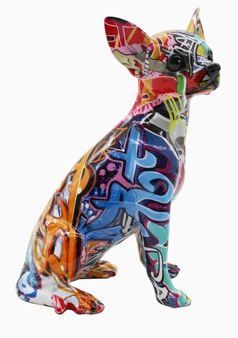 Interior Illusions Plus Hand Painted Street Art Chihuahua Sculpture - 10.25" Tall