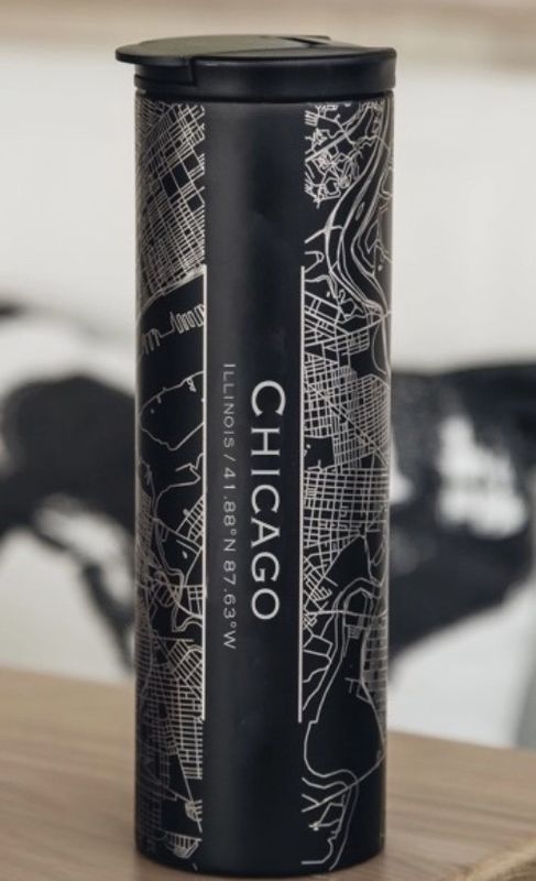 JACE.design Chicago City Map Tumbler in Matte Black