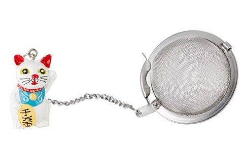 D&B Lucky Cat Tea Ball Stainless 2"