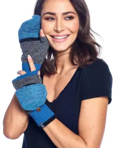 Shupaca Alpaca Color Block Alpaca Flip Mittens Azul Blues Ladies