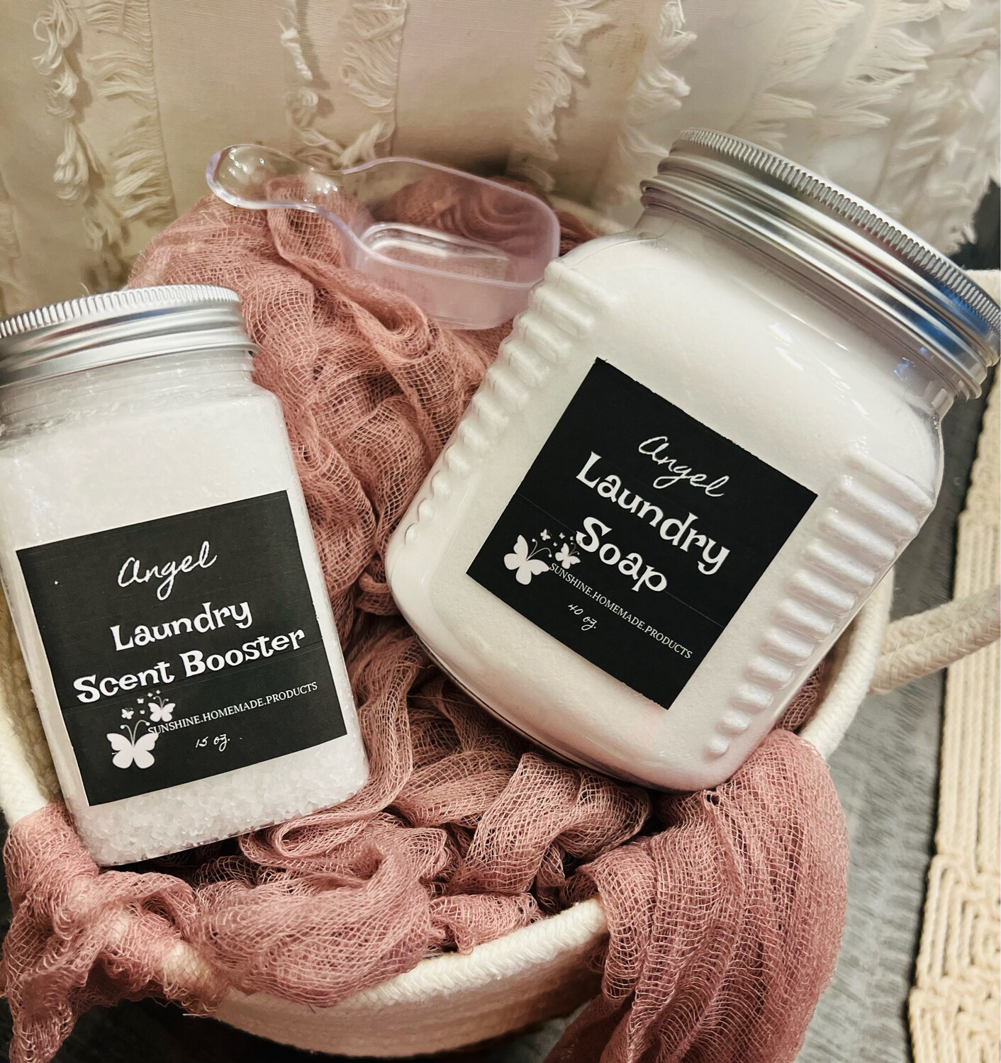 Angel Laundry Kit (Fresh Linen), Soap Powder, Scent Booster &amp; spoon included 