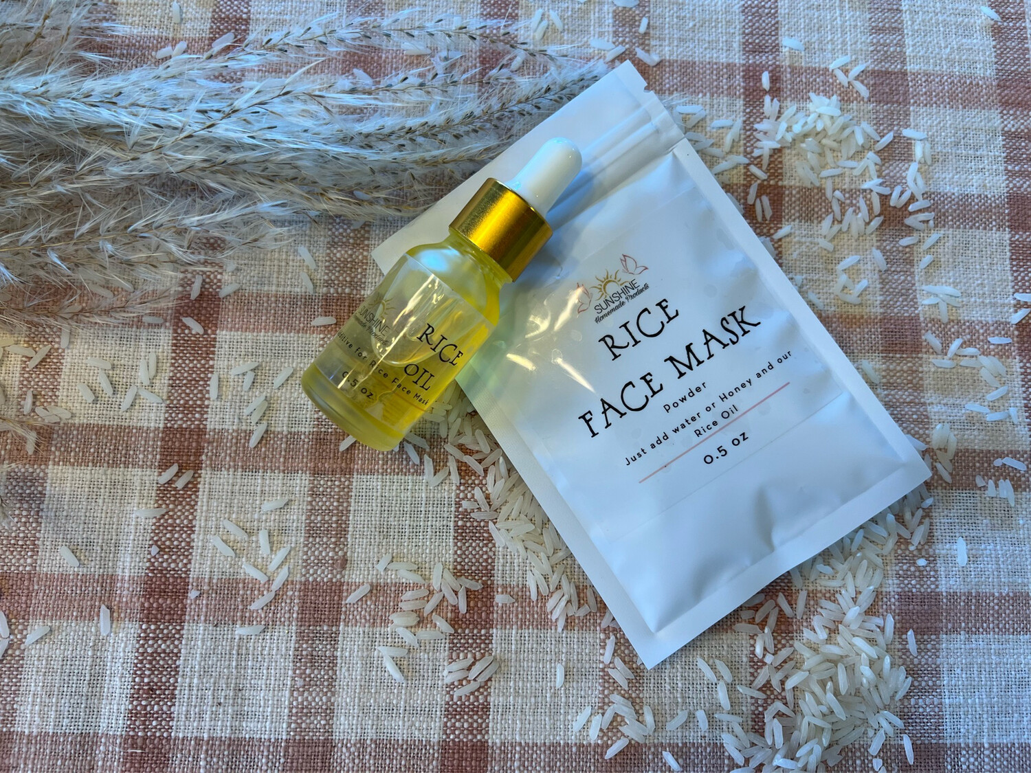 Rice Face Mask Powder and Rice Oil