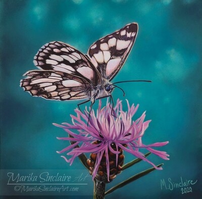 Original painting "Butterfly on flower"