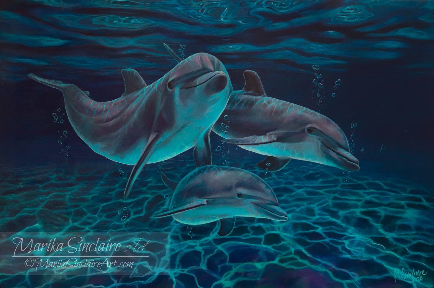 "Dolphins under water" Original painting "Dolphins under water" Original painting