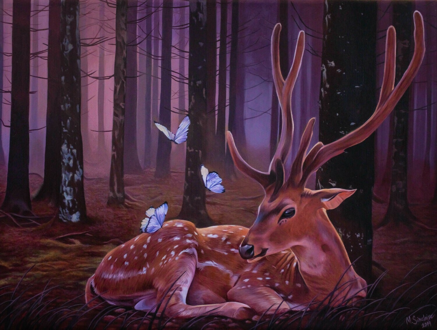Original painting "Purple forest deer"