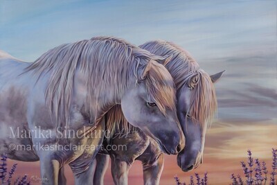 Original painting "Sunset horses"