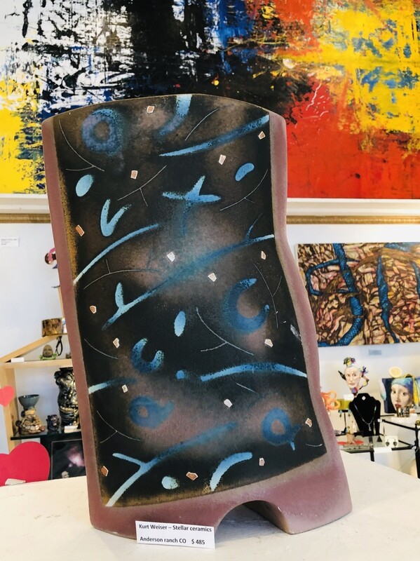 Ceramic Sculpture - Scrafito Airbrush Vessel by Kurt Weiser