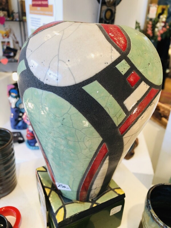 Raku Fired Ceramic Vase,  Art-Deco Style
By Marcia Reiver
