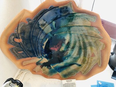 Large Spinning World Platter / Terracotta by Charles Nalle