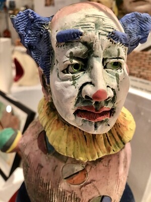 Hand-painted Ceramic Clown faces and Ferris Wheel by John Tobin