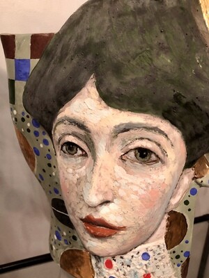 SOLD..Adele Gustav Klimt's famous Golden Girl ceramic tea pot by Noi Volkov