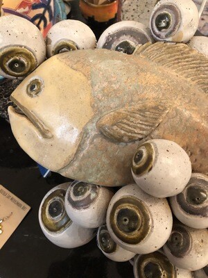 Fish Eyes for All! Stoneware ceramic sculptures by Karly Hartline