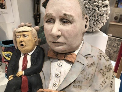 Trump and Putin Ceramic Political Sculptures by Leslie Hildreth