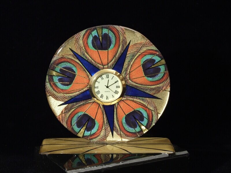 Peacock Feather Sphere Clock
