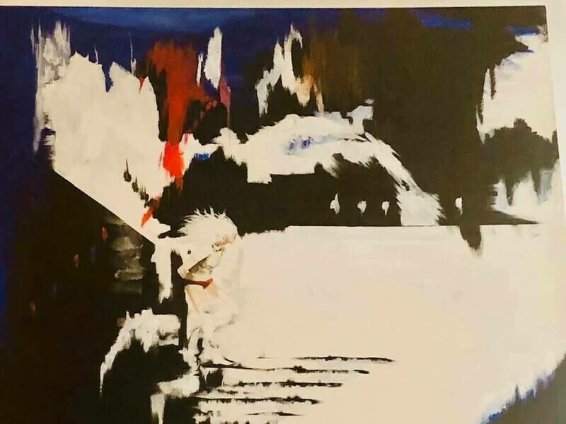 Fashion Woman inlaid into expressionist painting by Dennis Wymer