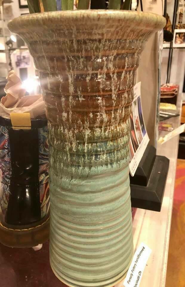 Ceramic Turned vase by Pareley Pottery Ohio Ceramic Turned vase by Pareley Pottery Ohio
