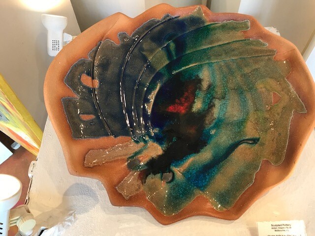 Mixed Media TerraCotta Platter by Charles Nalle Mixed Media TerraCotta Platter by Charles Nalle