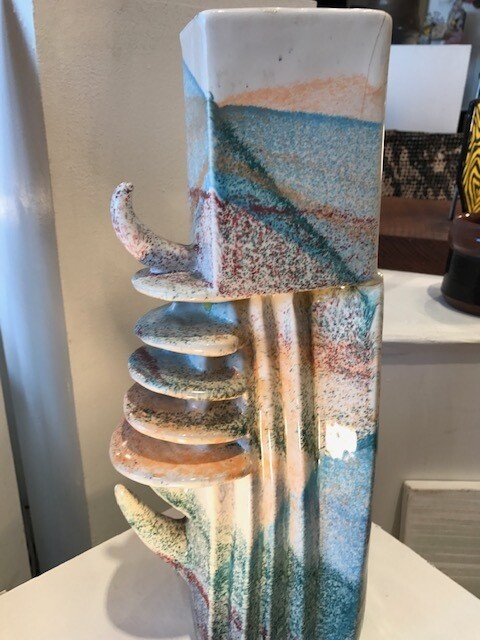 Tall Totem Pole Slip cast flower vase by Charles Nalle