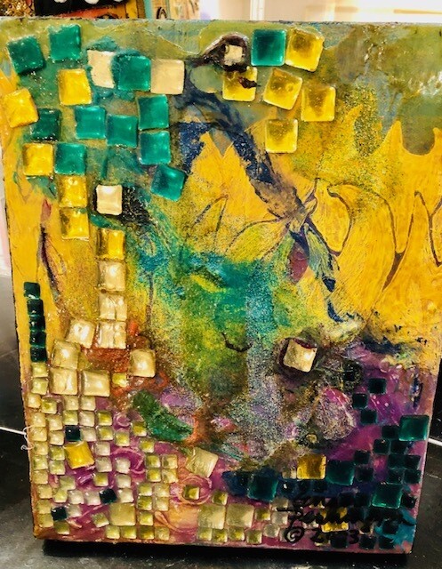 Glass acrylic paints canvas & mud painting by Ginger Pennington Glass acrylic paints canvas & mud painting by Ginger Pennington