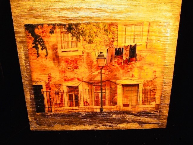 ​European Village scene on wood By Tunde Hidvegi​