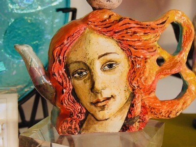 Botticelli Venus Tea Pot by Noi Volkov. Impressions in clay.