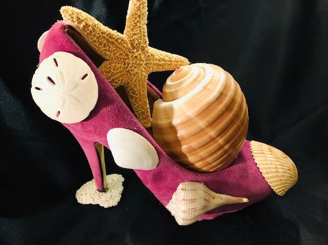 "Down by the Sea" Sea shell shoe art by John Crutchfield