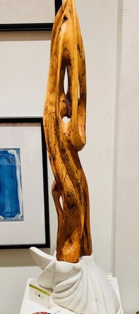 Pinnacle Driftwood & White Marble Sculpture by Chris Buonomo