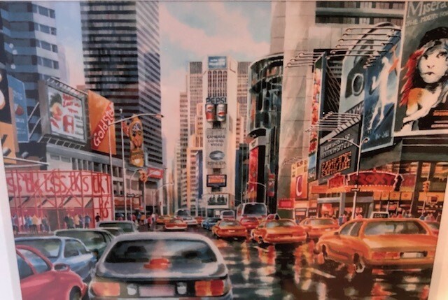 Taxi Cabs, Times Square, lights  & Lincoln Center        by Michael Chen