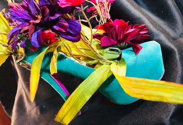 Turquoise Flower High Heel Shoe by John T Crutchfield Turquoise Flower High Heel Shoe by John T Crutchfield