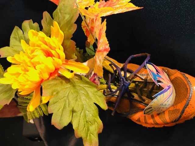 Orange Flower Collage Shoe by John T. Crutchfield
