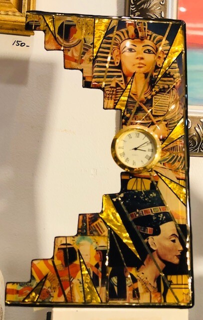 Jagged Edged Egyptian Mixed Media Clock - by John T Crutchfield Jagged Edged Egyptian Mixed Media Clock - by John T Crutchfield