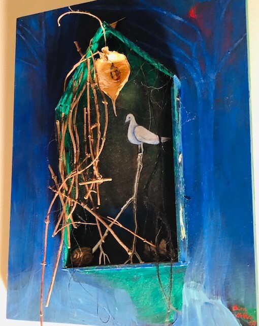 Mixed Media shadow box in blue byTundee Hidvegi Mixed Media shadow box in blue byTundee Hidvegi