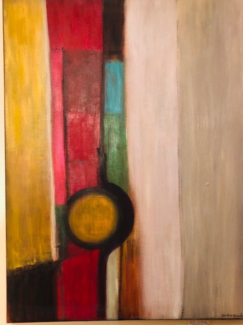 Stripes with circle Abstract paintings by Inge Stractk