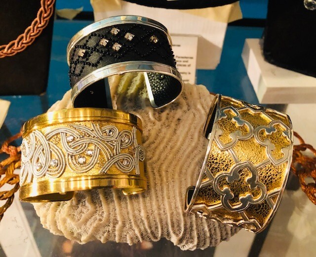 Brass Leather & Crystal Christo by Brighton of Florida Brass Leather & Crystal Christo by Brighton of Florida