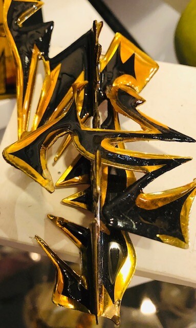 Black &  Gold Spikey thing- Pin Brooch