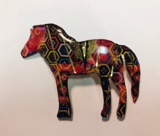 Horse graphics on metal pin Horse graphics on metal pin
