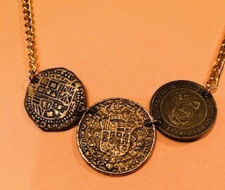 Antique 17th century Spanish bronze coins necklace Antique 17th century Spanish bronze coins necklace