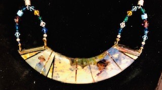 U collar Neck in Monet colors & gold