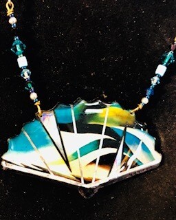 U collar Neck in Okeefe green colors & Gold