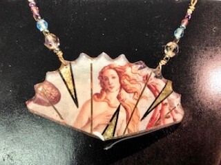 Botticelli Venus & Monet green Fan necklaces