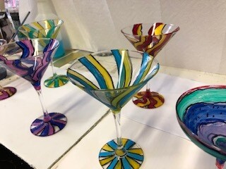 Hand Painted Artemis Martini glasses!!