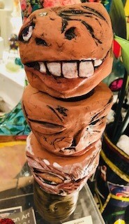 Stacked Terracotta Clay Mug Faces/ hand formed by Cristian Koshock