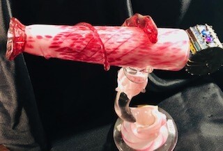 Pink Ice Cream RocketShip Blown Glass Kaleidoscope- Bob Rioux