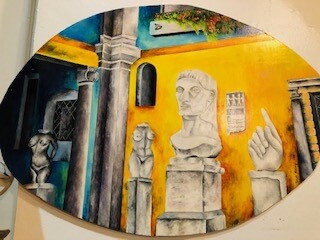 Abandoned Sculptures on Greek  island in Village square- Tundee Hidvegi