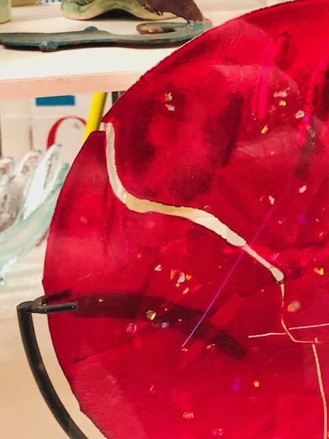 Fused Glass Platters in steel Frame by Stuart Clayman