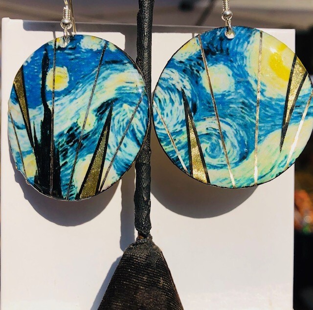 Large Starry Night Van Go Earrings- JTC Large Starry Night Van Go Earrings- JTC