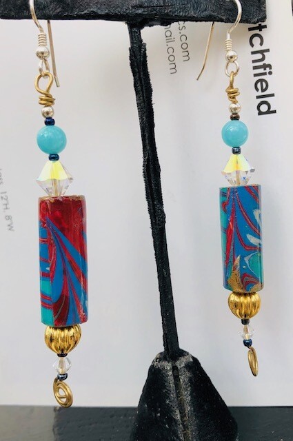 Blue wave marble hand made Rolled beads Blue wave marble hand made Rolled beads