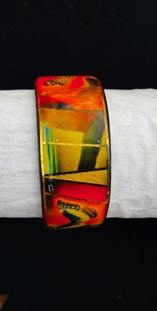 Kandinsky red butterfly Bracelet-Cuff-1"  By  JTC_MAG