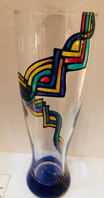 Multi Color Hand Painted Glass drinking cups -Amy Rouse MA