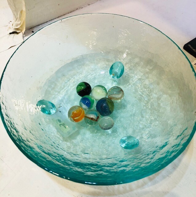 Blue green Glass cast bowls... by john Gilvey upstate Ny